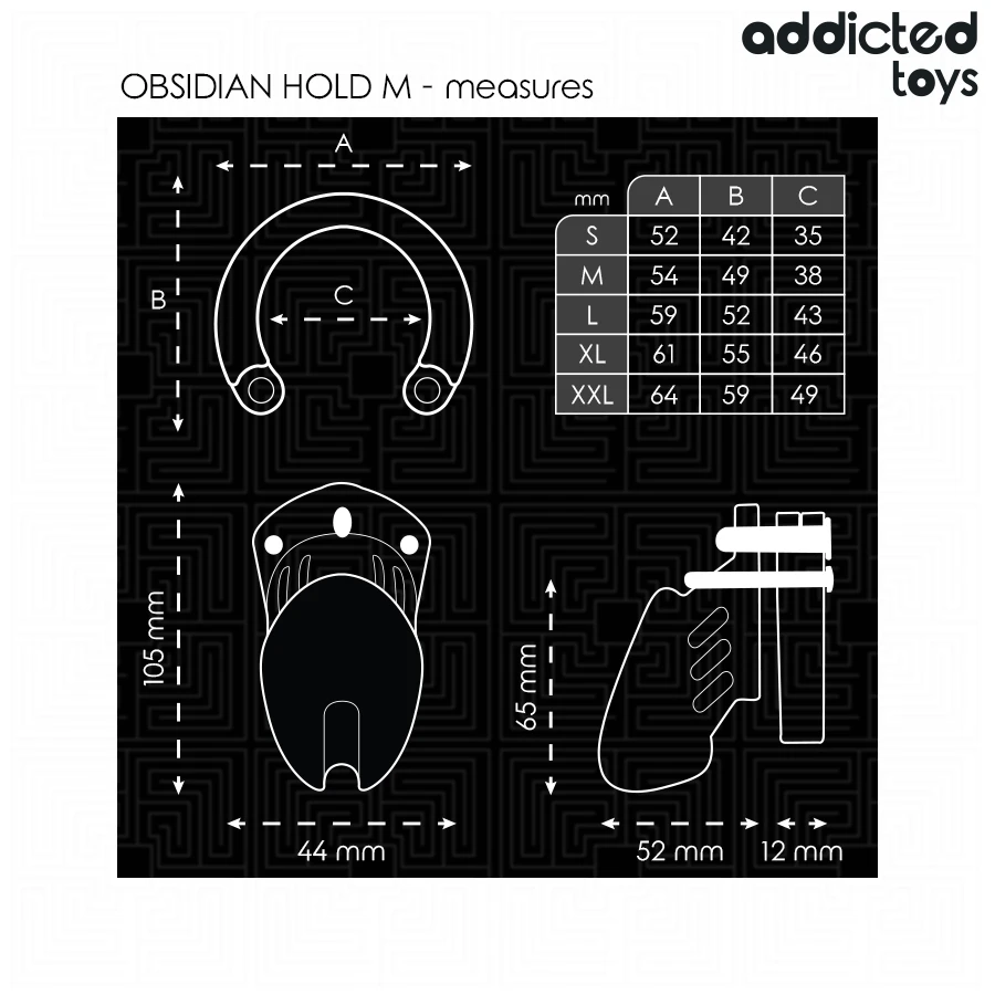 ADDICTED TOYS LOCKED - GABBIA PER PENE OBSIDIAN HOLD TAGLIA M